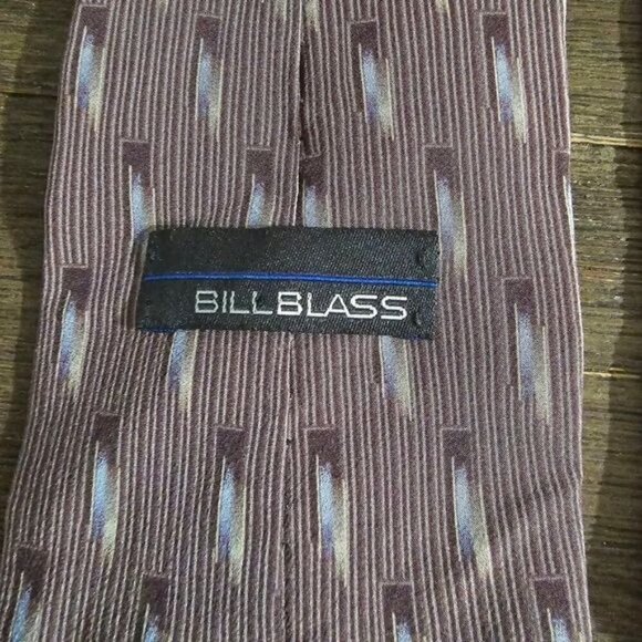 Vintage 90s Bill Blass Designer Silk Geometric Neck Tie - Picture 3 of 4